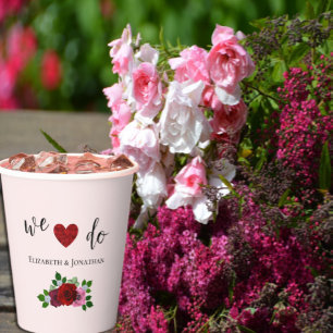 Rosa-Hochzeit Pappbecher