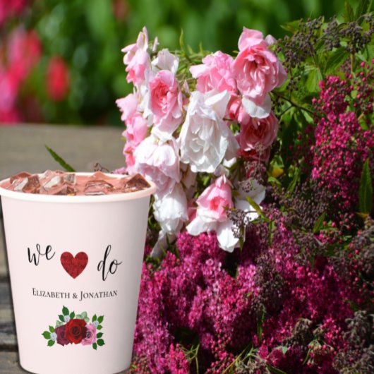 Rosa-Hochzeit Pappbecher