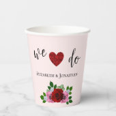 Rosa-Hochzeit Pappbecher (Vorderseite)