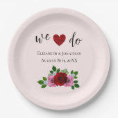 Rosa-Hochzeit Pappteller (Vorderseite)