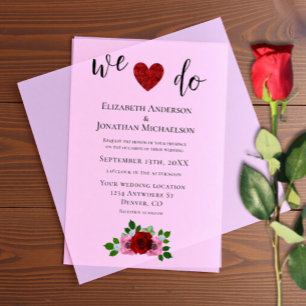 Rosa-Hochzeit Pergament Einladungen