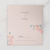 Rosa Hochzeit Platzkarte mit Blume (Außenseite Aufgefaltet)