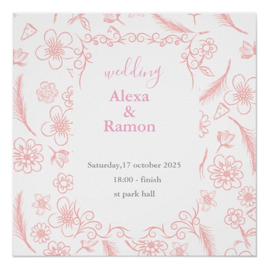 rosa Hochzeit Poster (Vorderseite)