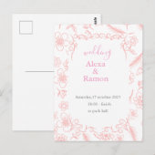 rosa Hochzeit Postkarte (Vorne/Hinten)