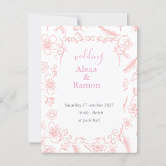 rosa Hochzeit Postkarte