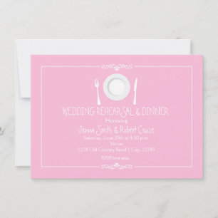 Rosa Hochzeit Probe Dinner Einladung