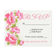Rosa Hochzeit RSVP Florale Pfingstrose Wasserfarbe