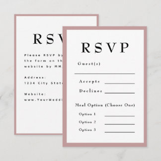 Rosa Hochzeit-RSVP zeitlos RSVP Karte