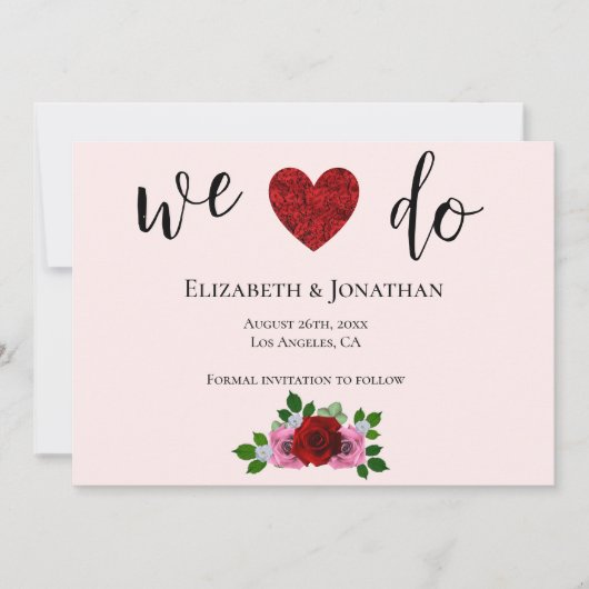 Rosa-Hochzeit Save The Date (Vorderseite)