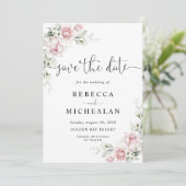 Rosa Hochzeit Save The Date Einladung (Stehend Vorderseite)