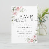 Rosa Hochzeit Save The Date Einladung mit rosafarb (Stehend Vorderseite)