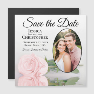 Rosa Hochzeit Save The Date Photo Magnet in Rosa