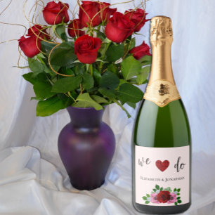 Rosa-Hochzeit Schaumweinetikett