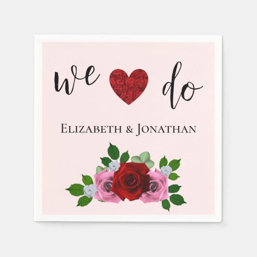 Rosa-Hochzeit Serviette (Vorderseite)