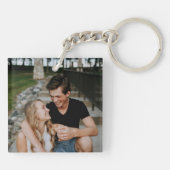 Rosa Hochzeit speichern das Datum der Einladung Schlüsselanhänger (Rückseite)