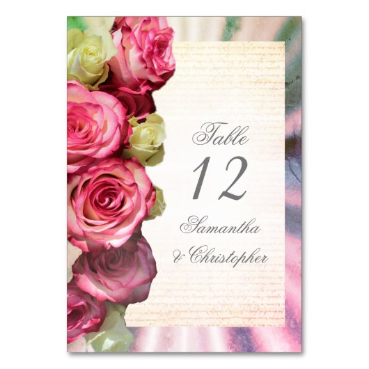 Rosa Hochzeit Tischnummer (Vorderseite)