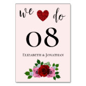 Rosa-Hochzeit Tischnummer (Rückseite)