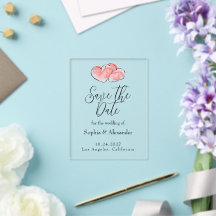 Rosa Hochzeit - Zwei Wasserfarben-Herzen