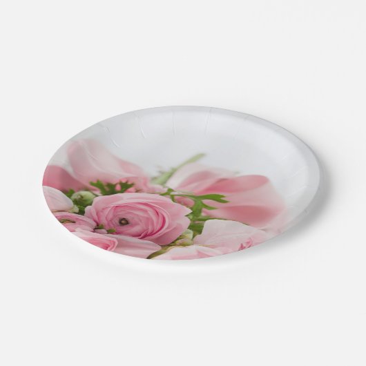 Rosa Hochzeiten Rose Pappteller (Schrägansicht)