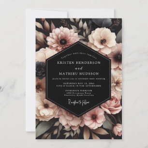 Rosa Hochzeitliche Blumenpracht Einladung