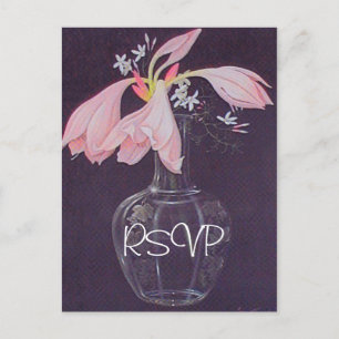 Rosa Hochzeits-Einladung mit Foto zur RSVP Einladungspostkarte