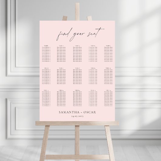 Rosa Hochzeits-Sitzplan | Finde Deinen Platz Poster