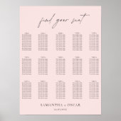 Rosa Hochzeits-Sitzplan | Finde Deinen Platz Poster (Vorne)