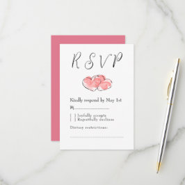 Rosa Hochzeits-Wasserfarben-Herz RSVP Karte