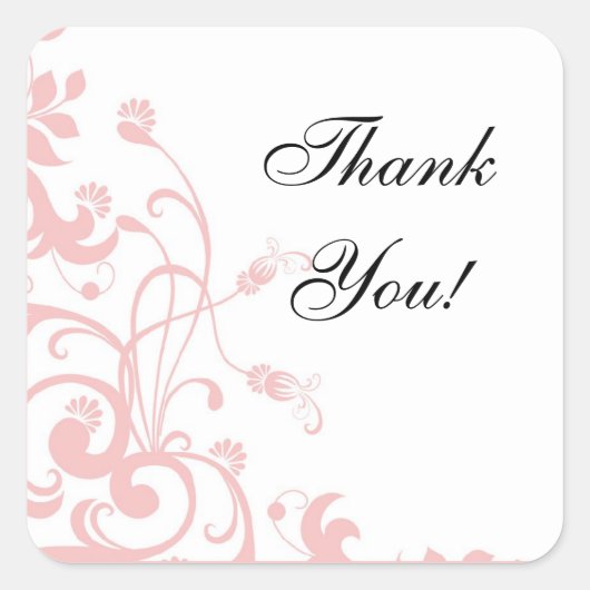 Rosa Hochzeits-zusammenpassende Aufkleber, danke! Quadratischer Aufkleber (Vorderseite)