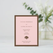 Rosa Hochzeitsankündigung Eichenbaum Save the Date Einladung (Stehend Vorderseite)