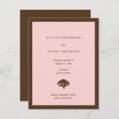 Rosa Hochzeitsankündigung Eichenbaum Save the Date Einladung (Vorne/Hinten)