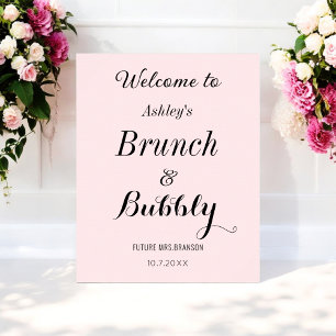 Rosa Hochzeitsbrunch-Sprudel-Willkommen Poster