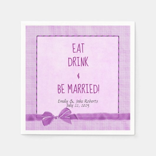 Rosa Hochzeitsbuggrenze mit eingerahmtem Rahmen Serviette (Vorderseite)