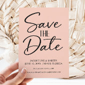 Rosa Hochzeitscreme handbuchstabiert Cursive Save The Date