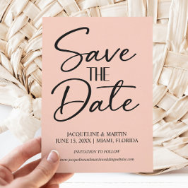 Rosa Hochzeitscreme handbuchstabiert Cursive Save The Date