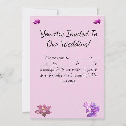 Rosa Hochzeitseinladung Einladung (Vorderseite)