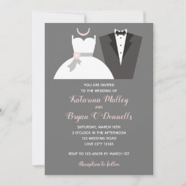 Rosa Hochzeitseinladungen Tuxedo Gown Einladung