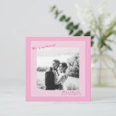 Rosa Hochzeitsfoto Save the Date Einladung (Stehend Vorderseite)