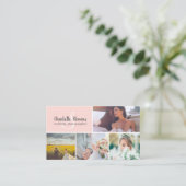 Rosa Hochzeitsfotografie-Collage Visitenkarte (Stehend Vorderseite)