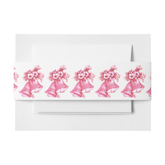 Rosa Hochzeitsglocken Einladungsbanderole (Vorderseite Beispiel)
