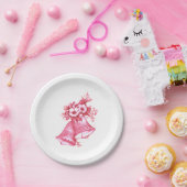 Rosa Hochzeitsglocken Pappteller (Party)