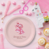 Rosa Hochzeitsglocken Personalisiert Pappteller (Party)