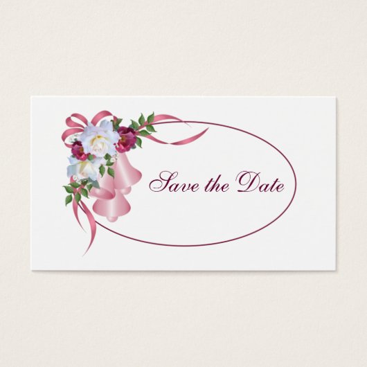 Rosa Hochzeitsglocken - Save the Date (Vorderseite)