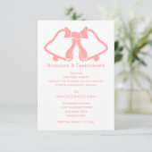 Rosa Hochzeitsglocken und -brunnen Einladung (Stehend Vorderseite)