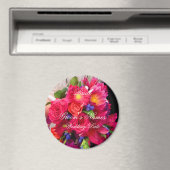 Rosa Hochzeitsgunst mit Blumenmotiv Magnet (In Situ (Geschirrspüler))