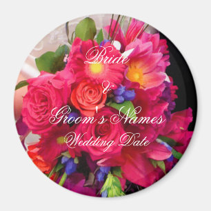 Rosa Hochzeitsgunst mit Blumenmotiv Magnet