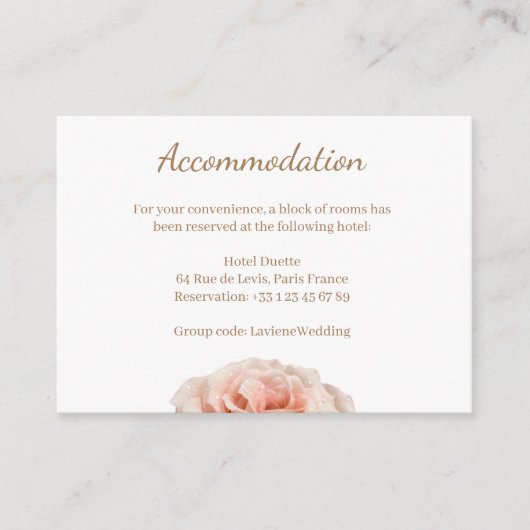 Rosa Hochzeitskarte Begleitkarte (Vorderseite)