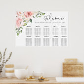 Rosa Hochzeitskarte mit Blumenrot Poster (Küche)