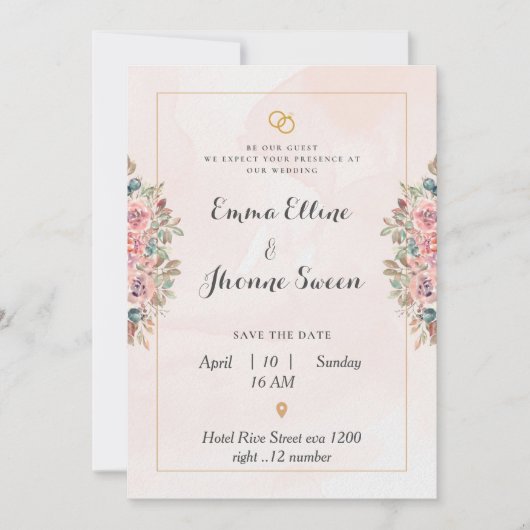 Rosa Hochzeitskarte mit Luxy Design Einladung (Vorderseite)