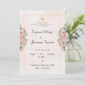 Rosa Hochzeitskarte mit Luxy Design Einladung (Stehend Vorderseite)